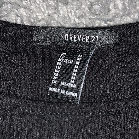 Forever 21 Black Longsleeve Side Tie Crop Top M - Picture 2 of 3